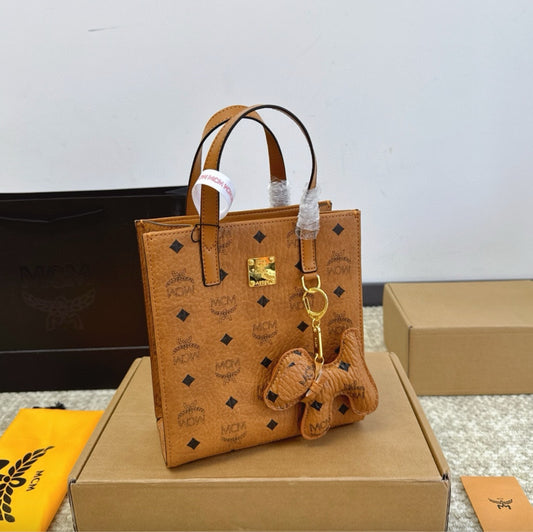 MCM Brown Monogram Tote Bag - 22x19cm